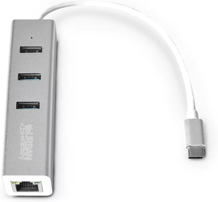 HUB USB URBAN FACTORY TYPE C TO 3 X USB 3.0 RJ45 1 jpg HUB USB URBAN FACTORY TYPE C TO 3 X USB 3.0 + RJ45